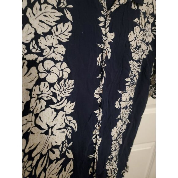 Steve & Barry's classic Hawaiian button up navy/blue/white shirt w/pockets XXL - Picture 4 of 5